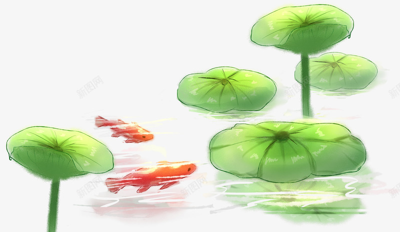 小清新手绘夏荷插画png免抠素材_88icon https://88icon.com 夏天 夏荷 小清新 手绘插画 荷叶 荷塘 装饰图案