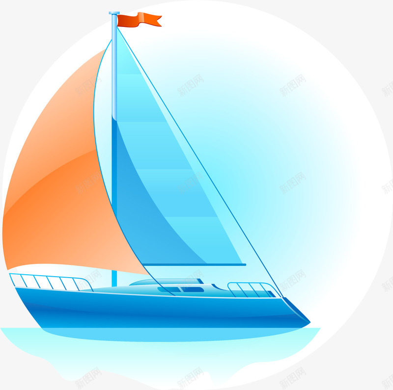 卡通蓝色帆船png免抠素材_88icon https://88icon.com 卡通帆船 水彩 童趣 蓝色小船 蓝色帆船 蓝色船帆