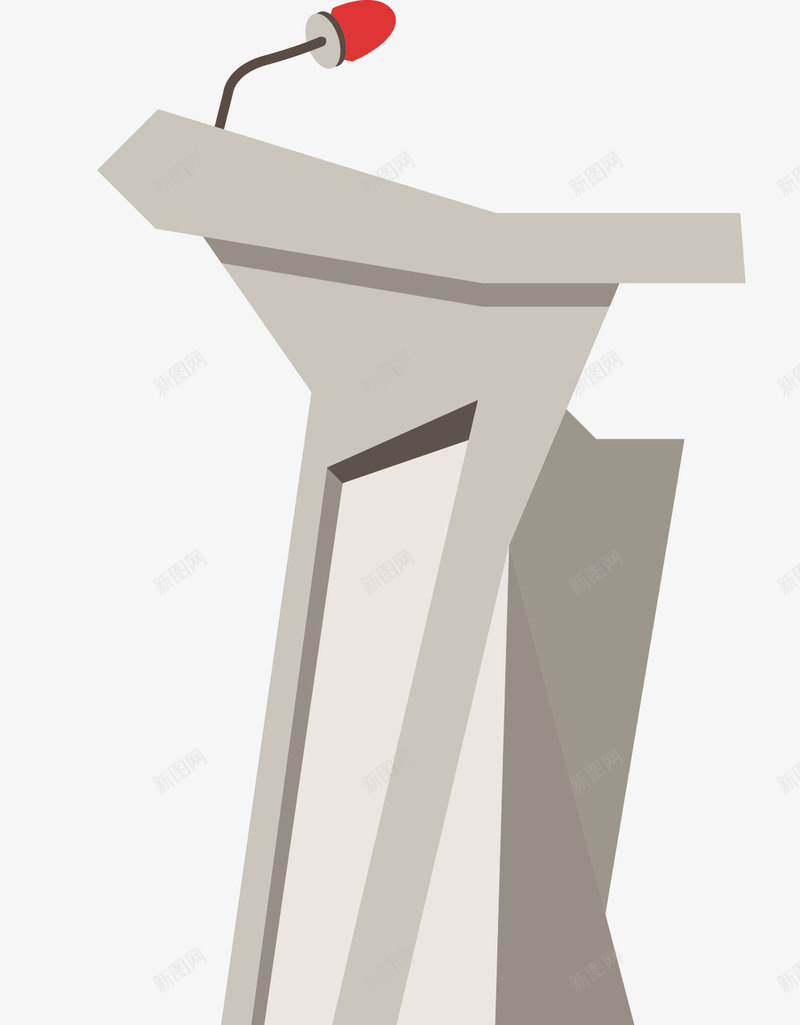 银白色红色麦克风讲台png免抠素材_88icon https://88icon.com 卡通矢量讲台 卡通讲台 卡通风格 演讲台 矢量讲台 红色麦克风 银色