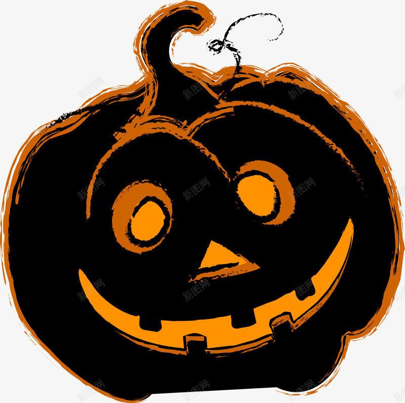 黑色微笑南瓜灯png免抠素材_88icon https://88icon.com 万圣节 妖魔鬼怪 微笑表情 惊悚恐怖 鬼节 黑色南瓜灯