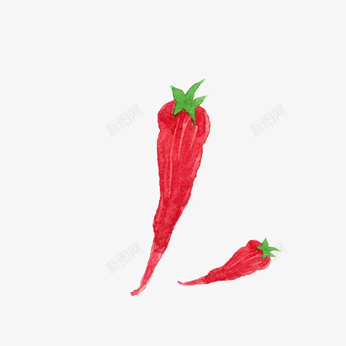 小清新简约手绘水彩红色长辣椒png免抠素材_88icon https://88icon.com 小清新 手绘 水彩 简约 红色长辣椒