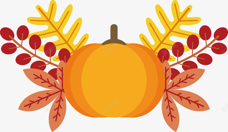 成熟的大南瓜标题框png免抠素材_88icon https://88icon.com 南瓜 南瓜标题框 成熟的南瓜 枫叶边框 矢量png 红色枫叶