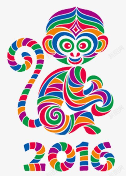 2016猴年图案psd免抠素材_88icon https://88icon.com 2016 元旦 喜庆 接福 新年 猴年 红色背景 过大年 迎春