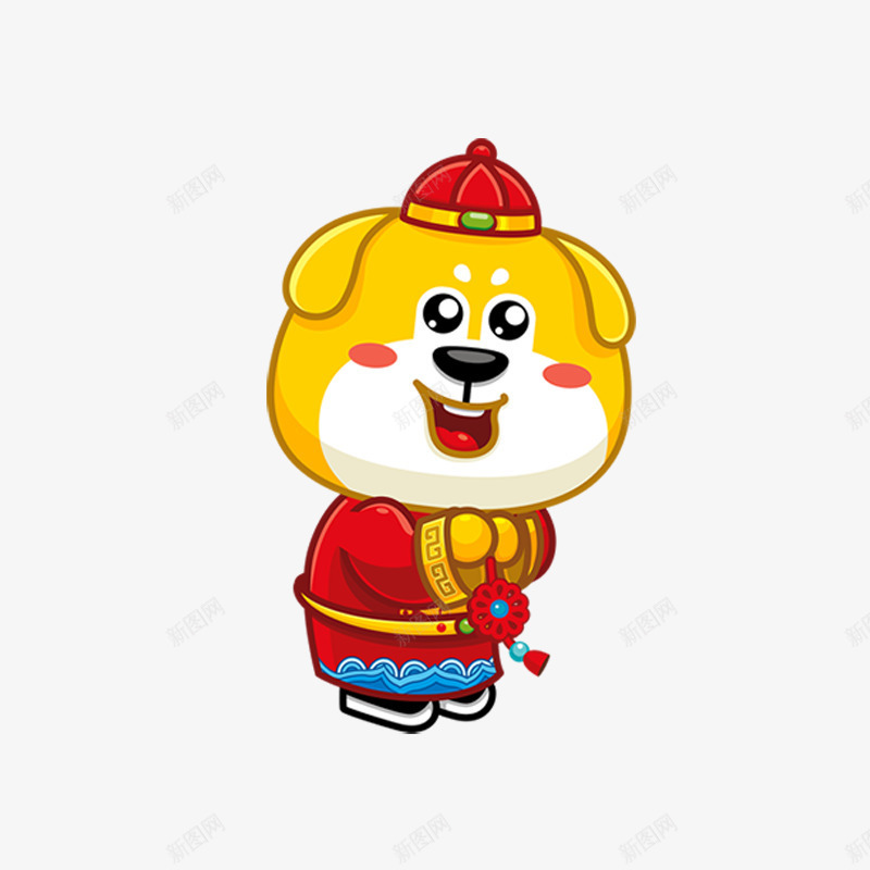 金狗报春节日元素psd免抠素材_88icon https://88icon.com 卡通 可爱 喜庆 拜年 祝福 红色帽子 节日
