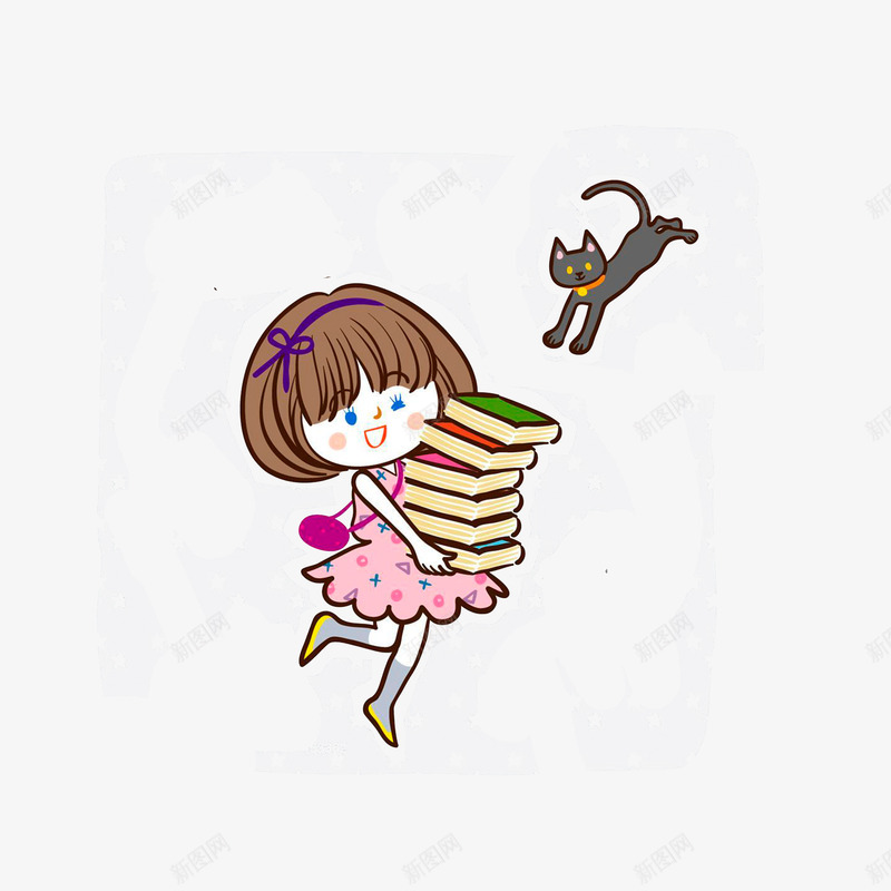 手抱一堆书png免抠素材_88icon https://88icon.com 勤奋的小女孩 手抱一堆书 拿着东西的手 淘气的小猫