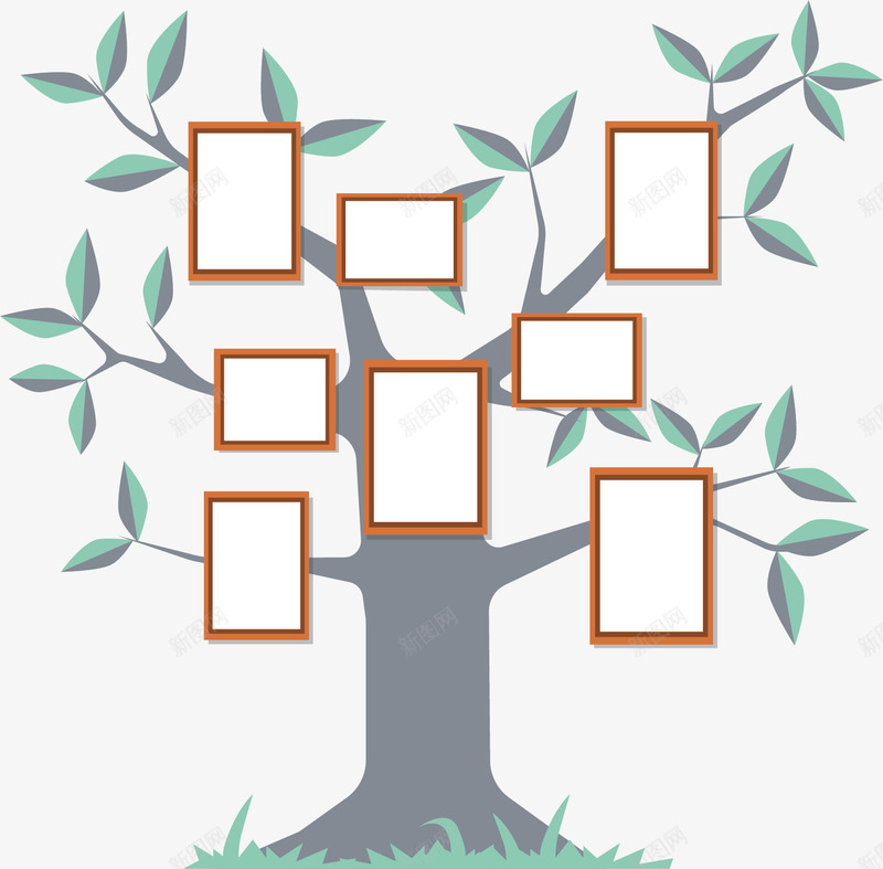 矩形相框大树照片矢量图ai免抠素材_88icon https://88icon.com 大树 大树照片墙 照片 照片墙 矢量png 绿色树叶 矢量图