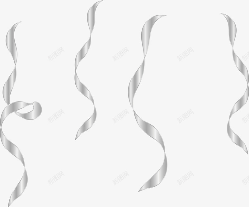 银色螺旋彩带矢量图ai免抠素材_88icon https://88icon.com 彩带 派对彩带 矢量png 节日彩带 螺旋彩带 银色彩带 矢量图
