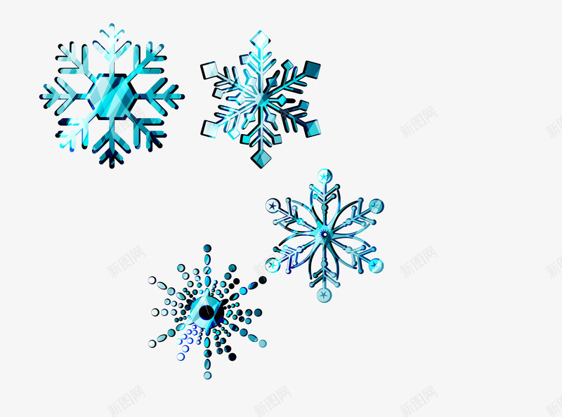 蓝色卡通雪花飘落效果png免抠素材_88icon https://88icon.com 卡通 效果 蓝色 雪花 飘落