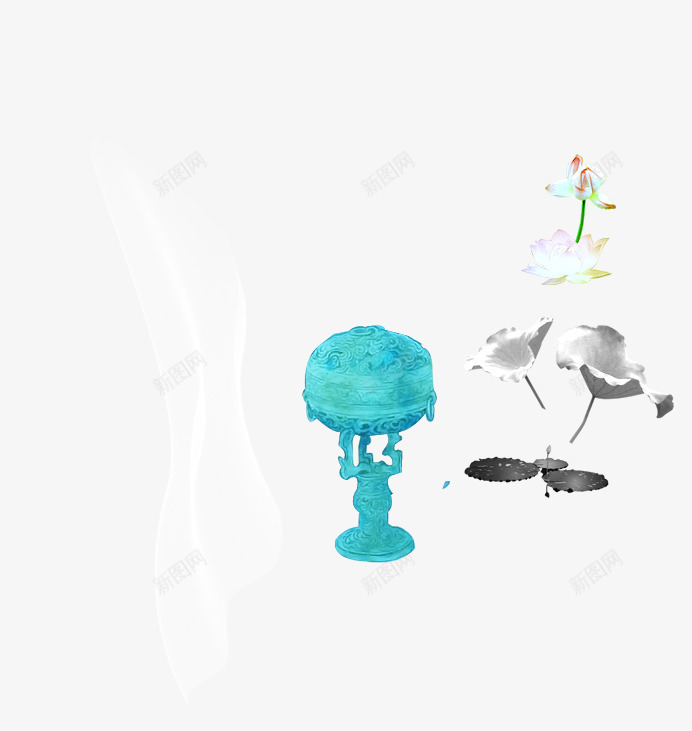 中国风烟雾荷叶漂浮装饰png免抠素材_88icon https://88icon.com 中国风 漂浮 烟雾 荷叶 装饰