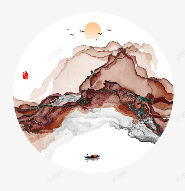 彩色中国风山水画图png免抠素材_88icon https://88icon.com 中国风 卡通图案 卡通山 山 山坡 山峰 山顶 彩墨山水 彩色 扁平化小山 扁平小山 郊外 高山