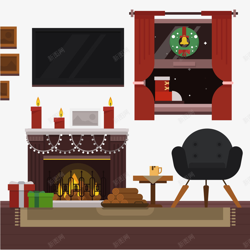 圣诞节壁炉png免抠素材_88icon https://88icon.com 扁平矢量圣诞节壁炉 棕色矢量圣诞节壁炉 矢量圣诞节元素 矢量圣诞节家居