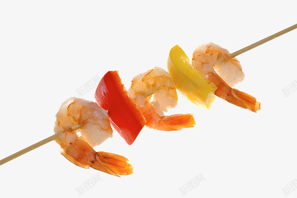 串烧烧烤psd免抠素材_88icon https://88icon.com 灯笼椒 竹子 虾肉 辣椒