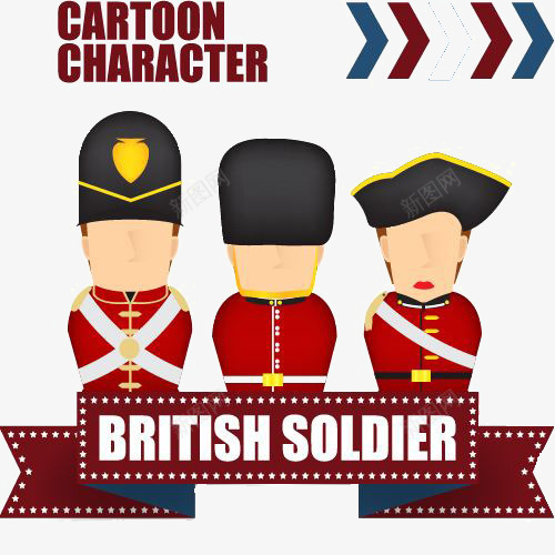 手绘插画png免抠素材_88icon https://88icon.com 帽子 服装 红色 英国士兵
