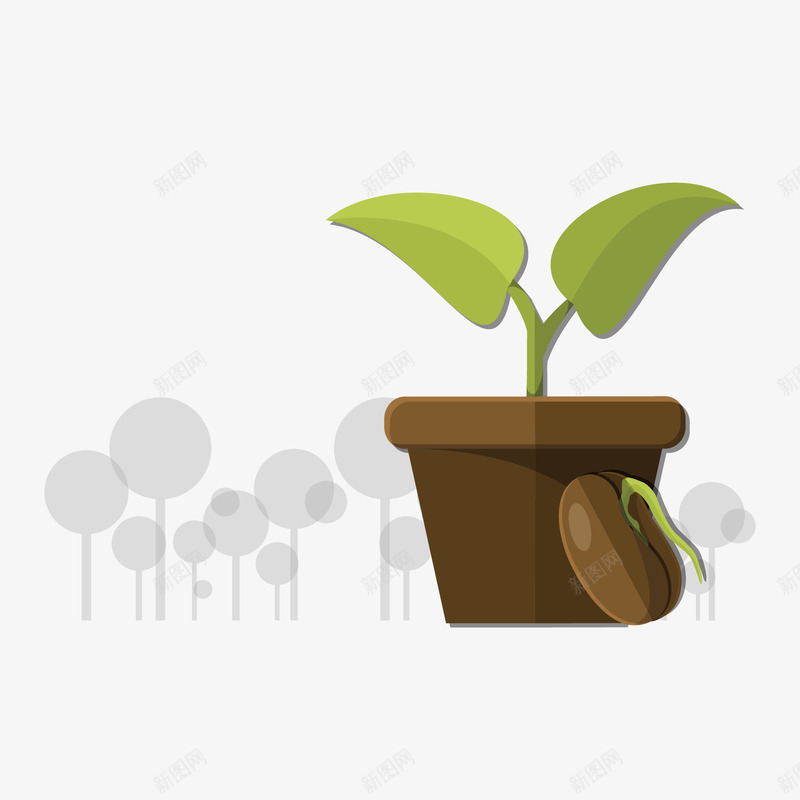 发芽的盆栽矢量图eps免抠素材_88icon https://88icon.com 发芽 扁平 盆栽 矢量图