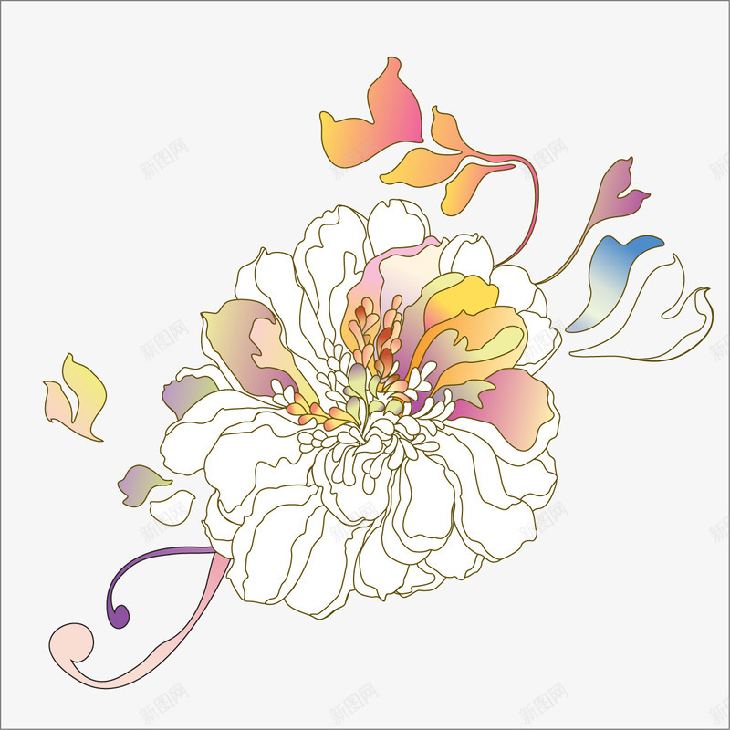 绚丽花卉矢量图ai免抠素材_88icon https://88icon.com 牡丹 绚丽 花卉 矢量图