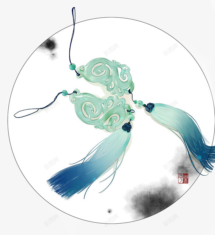 唯美古风水彩插画png免抠素材_88icon https://88icon.com 中国风 古代玉佩 古代风 古风水彩 古风物件 古风花卉 彩色水墨画 水彩画 玉佩 花卉 落花流水 诗情画意 风景