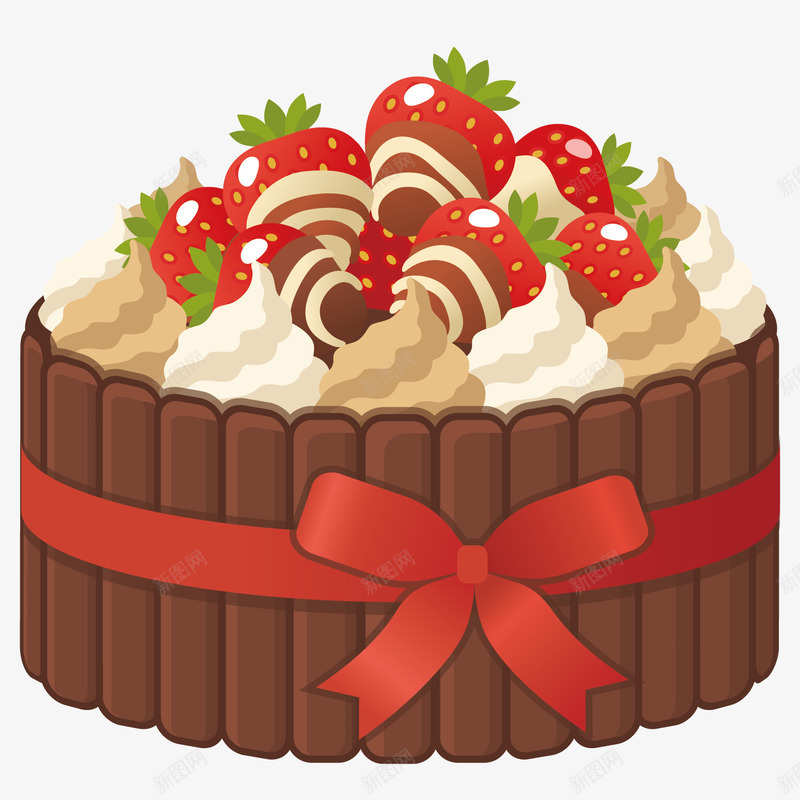 巧克力草莓蛋糕矢量图eps免抠素材_88icon https://88icon.com 奶油 巧克力 甜点 草莓 蛋糕 蝴蝶结 矢量图