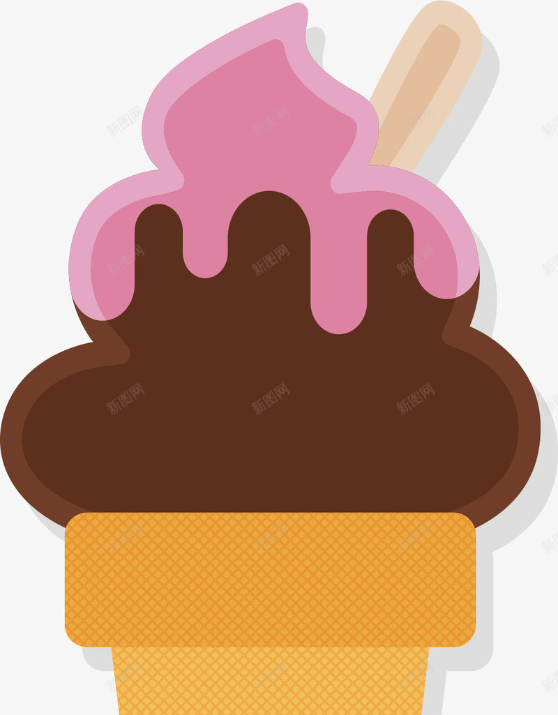草莓酱巧克力圣代png免抠素材_88icon https://88icon.com 巧克力圣代 果酱冰激凌 草莓酱 蛋筒