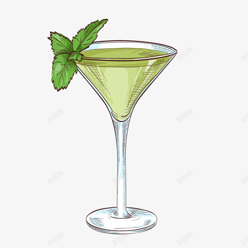 绿色薄荷茶png免抠素材_88icon https://88icon.com 果汁 水果 茶杯 高脚杯