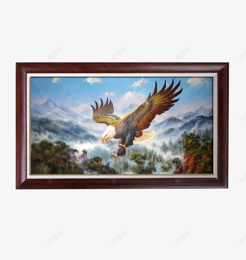 金鹰有框画png免抠素材_88icon https://88icon.com 产品实物 客厅画 挂画 有框画 老鹰大山油画 装饰画 金鹰