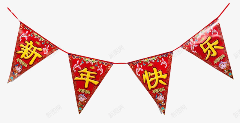 新年快乐三角挂旗png免抠素材_88icon https://88icon.com 三角形 中国风 挂旗 新年快乐 新年装饰