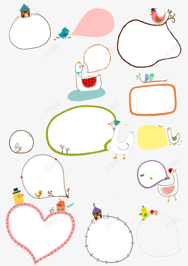 简单动物对话框png免抠素材_88icon https://88icon.com PPT素材 动物 对话框 小鸟 鸡 鹅