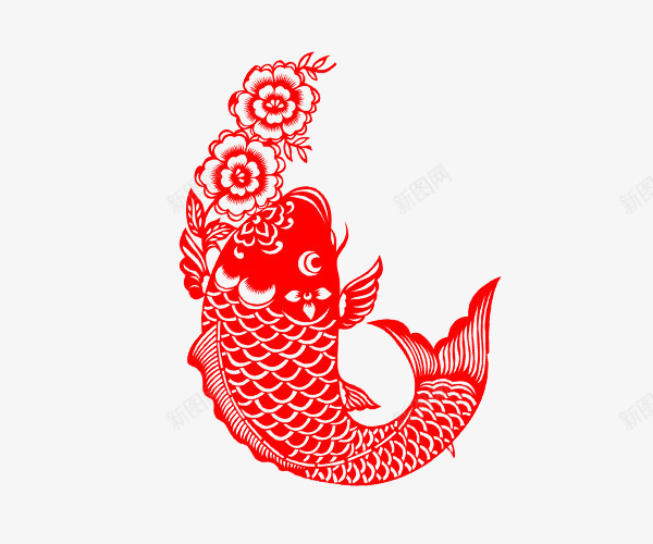中国风创意剪纸红色的锦鲤png免抠素材_88icon https://88icon.com 中国风创意剪纸红色的锦鲤 剪纸锦鲤 红色 锦鲤