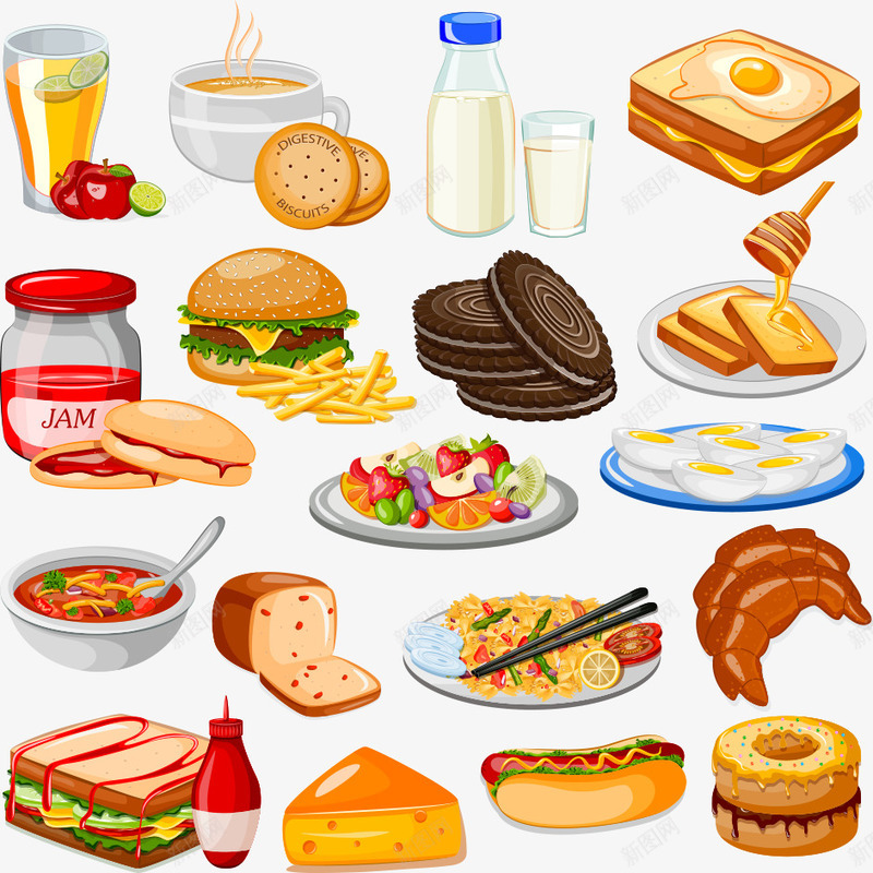 美味的糕点矢量图ai免抠素材_88icon https://88icon.com 卡通糕点 牛奶 矢量糕点 糕点 美味糕点 面包 矢量图