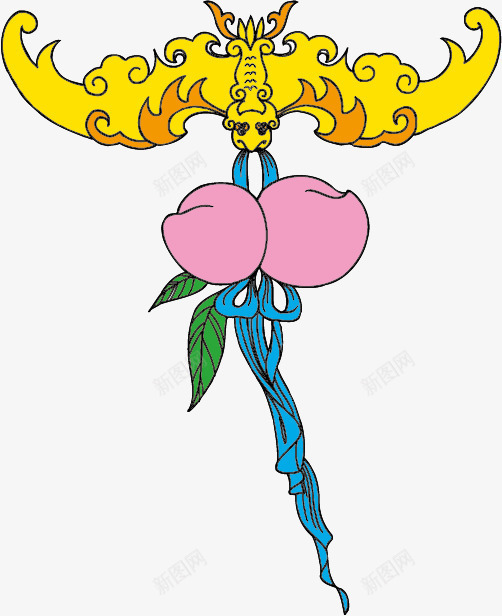 送福吉祥png免抠素材_88icon https://88icon.com 五福 仙桃 蝙蝠