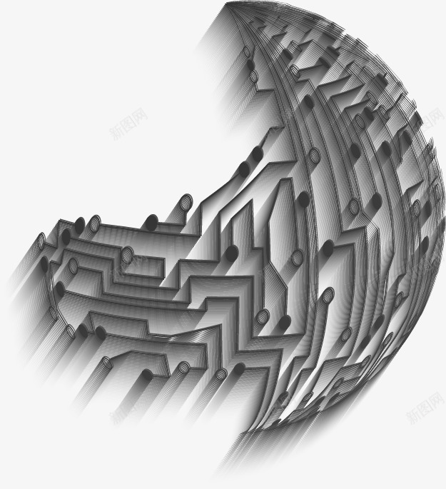 线条组成的信息化大脑矢量图eps免抠素材_88icon https://88icon.com 圈 大脑 点 简洁大方 线 黑白 矢量图