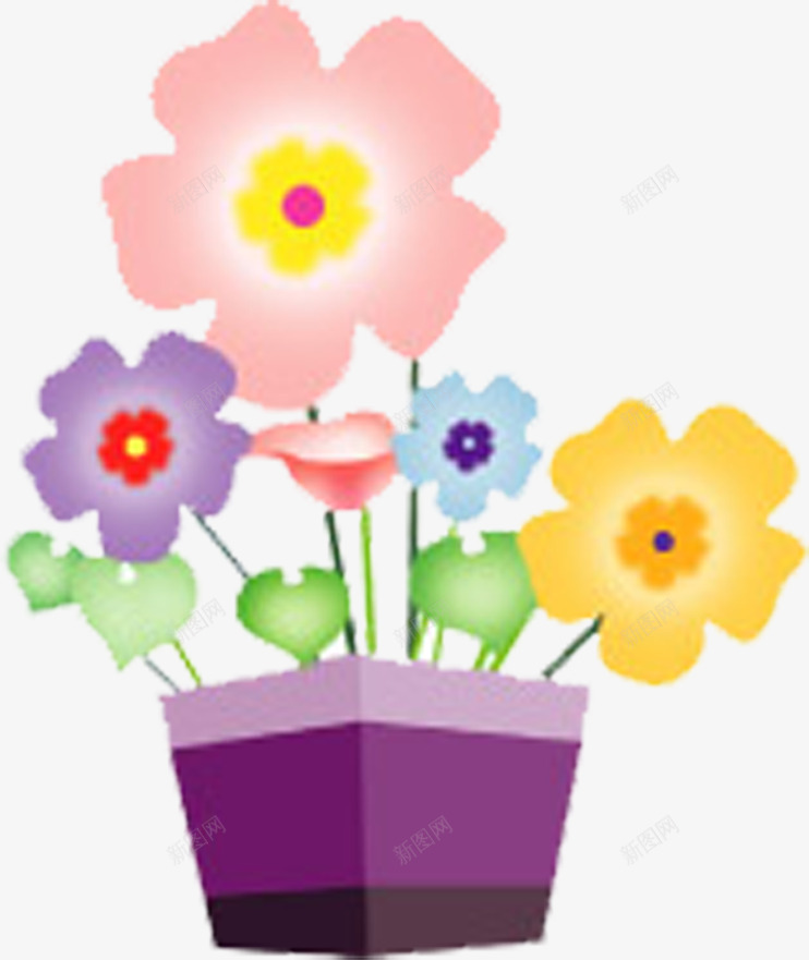 手绘唯美小花盆栽植物png免抠素材_88icon https://88icon.com 植物 盆栽