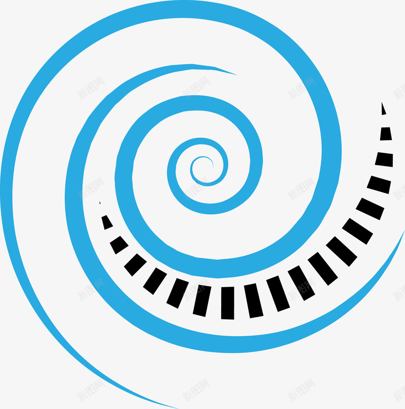 蓝色旋转光线图案png免抠素材_88icon https://88icon.com 交错 创意图形 叠加 旋转 旋转光线 旋转图案 旋转标志 曲线 炫彩 线条 蓝色