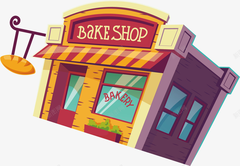 一家烘培店矢量图ai免抠素材_88icon https://88icon.com 卡通 烘培店 甜点 美味的面包 英文 矢量图