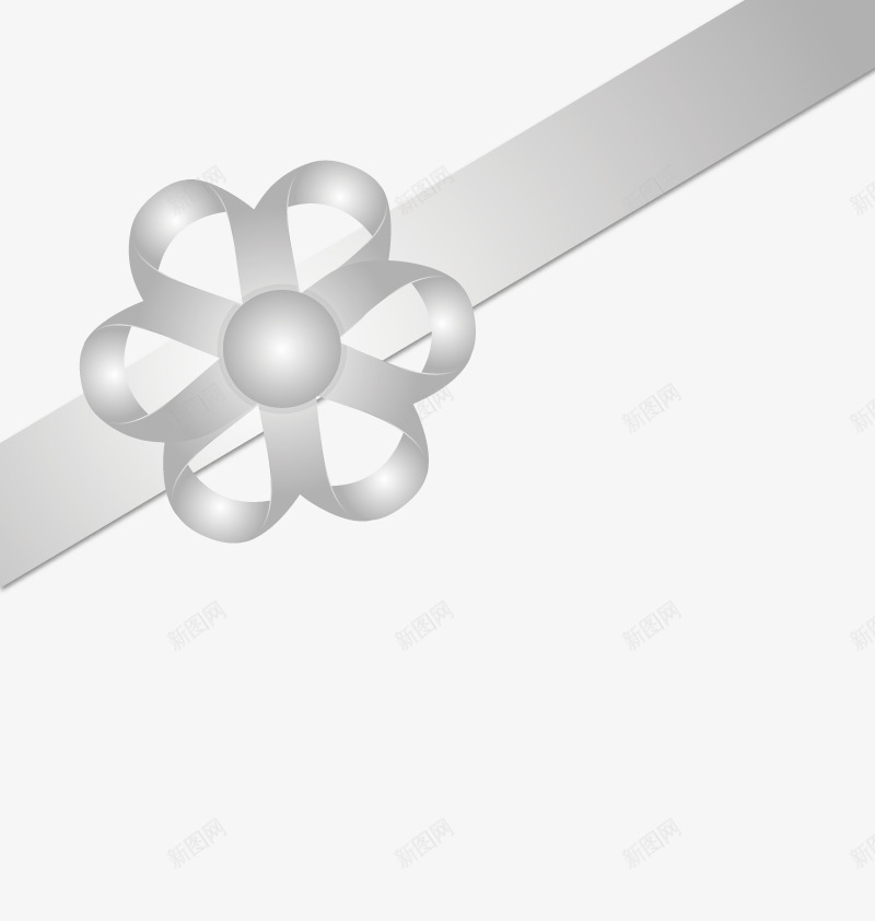 花型丝带png免抠素材_88icon https://88icon.com 矢量素材 银色 高清图
