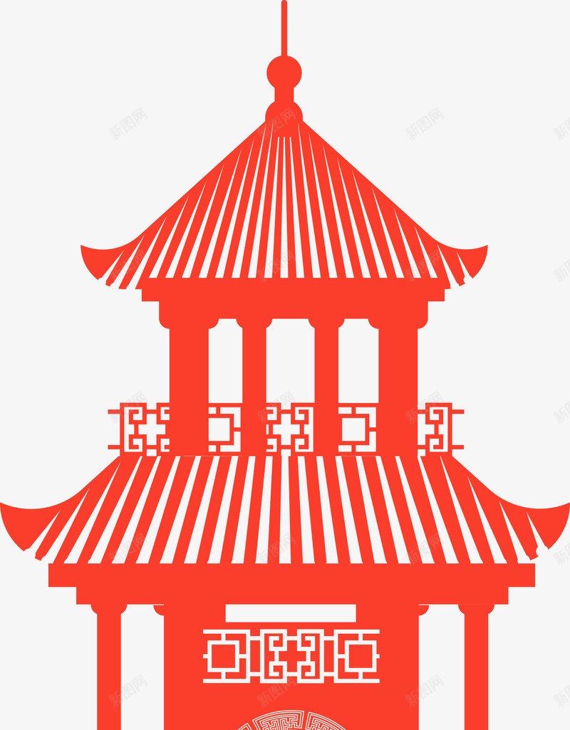 红色中国风亭子剪纸png免抠素材_88icon https://88icon.com 中国风建筑 亭子 剪纸亭子 古典建筑 红色亭子 装饰图案