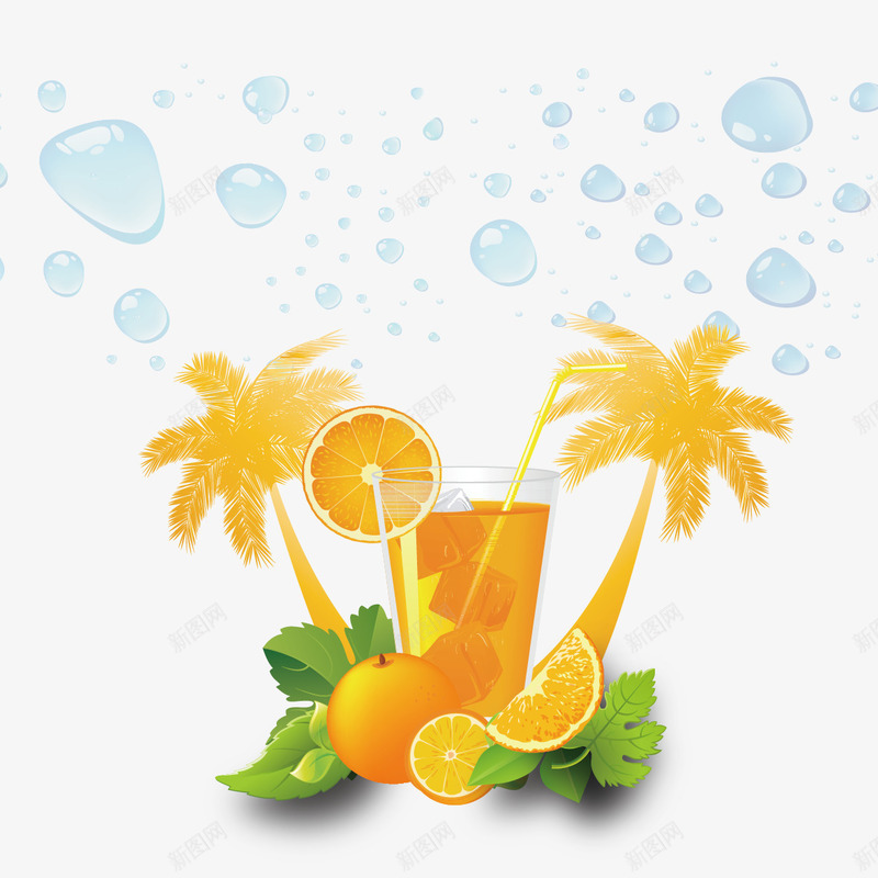 橘子和树矢量图ai免抠素材_88icon https://88icon.com 果汁 树 橘子 矢量图