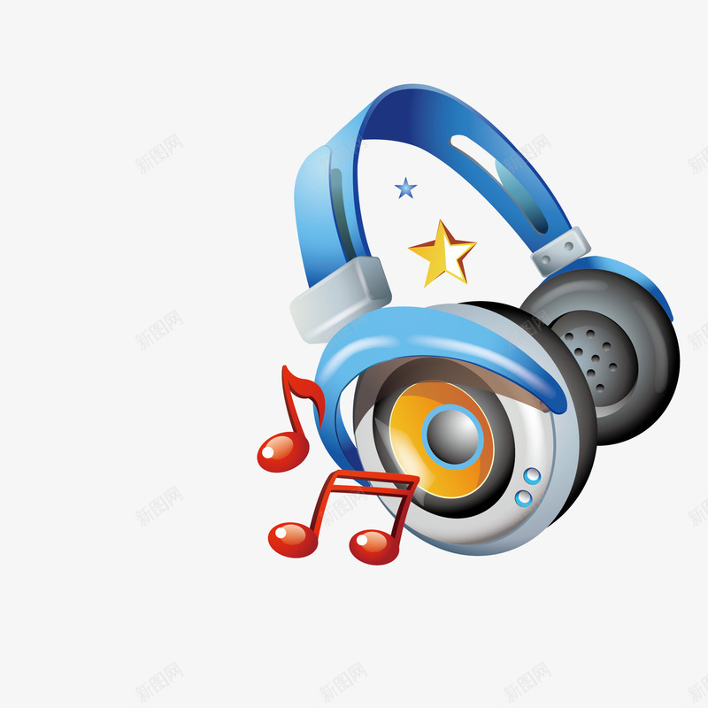 卡通耳机和音符简图png免抠素材_88icon https://88icon.com 卡通 唱歌 声音 手绘图 播放 耳机 音乐 音符