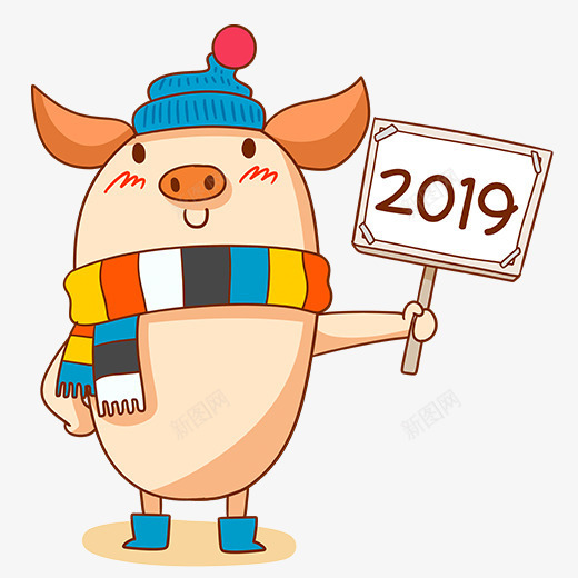 彩色手绘2019小猪举牌元素psd免抠素材_88icon https://88icon.com 2019 举牌 创意 可爱 围巾 小猪 帽子 彩色 手绘 鼻子