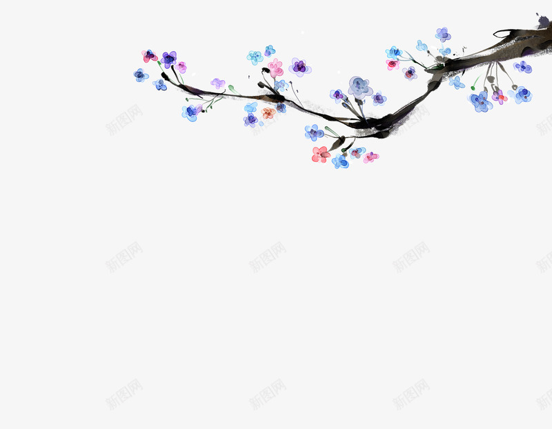 水彩梅花枝png免抠素材_88icon https://88icon.com 一剪梅 一枝梅花 手绘 枝干 梅花 水彩 泼墨 简图 红色的 黑色的