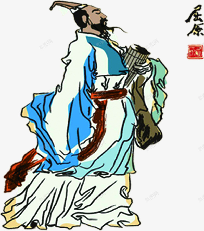 端午节笔墨花屈原png免抠素材_88icon https://88icon.com 屈原 端午节 笔墨