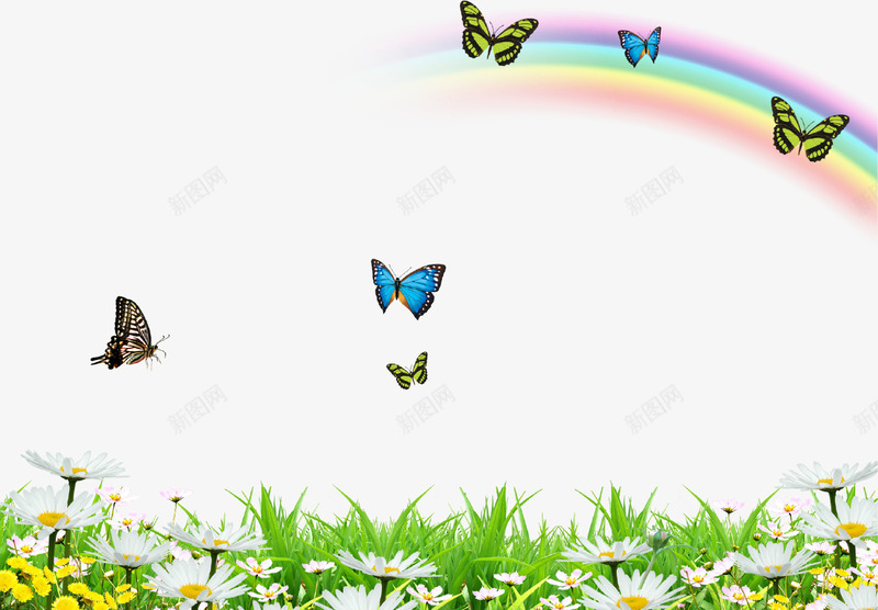 清新唯美春季花草蝴蝶背景psd免抠素材_88icon https://88icon.com 唯美 彩虹 春季 清新 绿色 背景 花朵 草地 蝴蝶