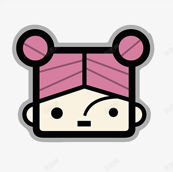 可爱丸子头png免抠素材_88icon https://88icon.com 动漫头发 卡通手绘 双丸子头 可爱画风 方块表情 装饰