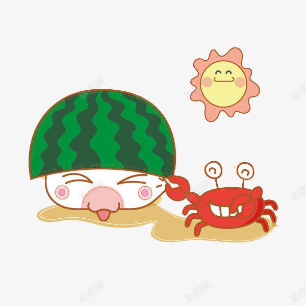 绿色的西瓜皮png免抠素材_88icon https://88icon.com 卡通 可爱的 太阳 手绘 简笔 绿色的 螃蟹 表情