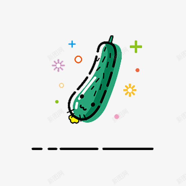 绿色黄瓜png免抠素材_88icon https://88icon.com 可爱 小眼睛 微笑 手绘 蔬菜 雪花 黄瓜 黄花