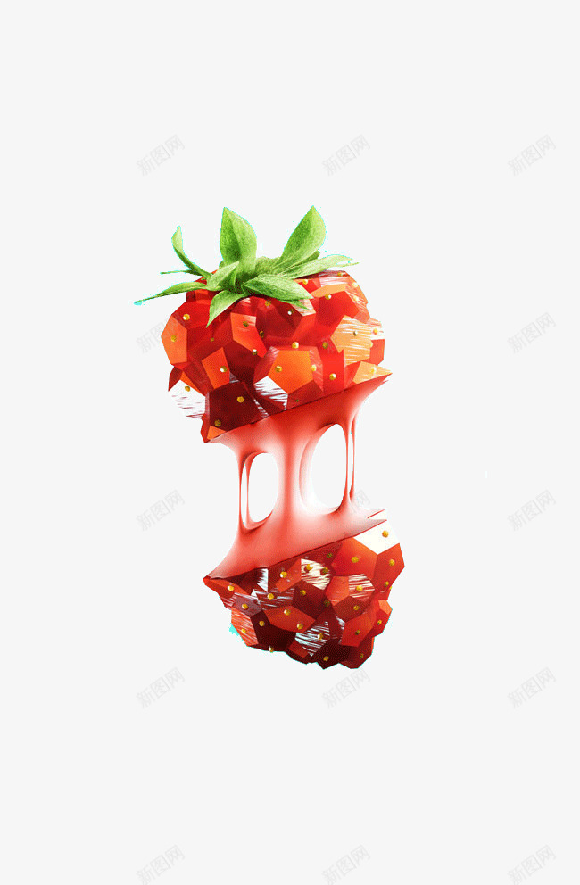 创意视觉草莓png免抠素材_88icon https://88icon.com 创意 水果 立体 艺术 草莓 视觉 设计