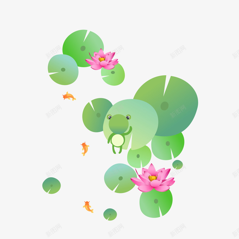 卡通荷叶矢量图ai免抠素材_88icon https://88icon.com PNG图 PNG图下载 创意卡通 卡通 卡通插图 插图 荷叶 荷花 莲花 矢量图