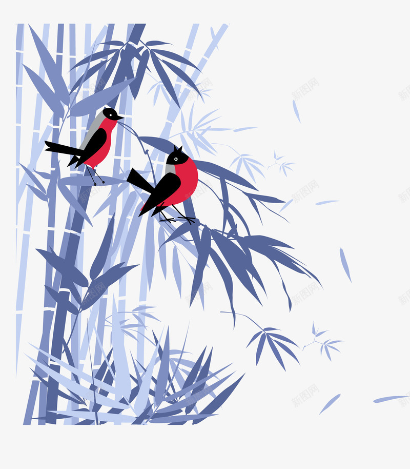 竹林装饰png免抠素材_88icon https://88icon.com 卡通色彩 呼叫 枝头 竹 紫色 纹理