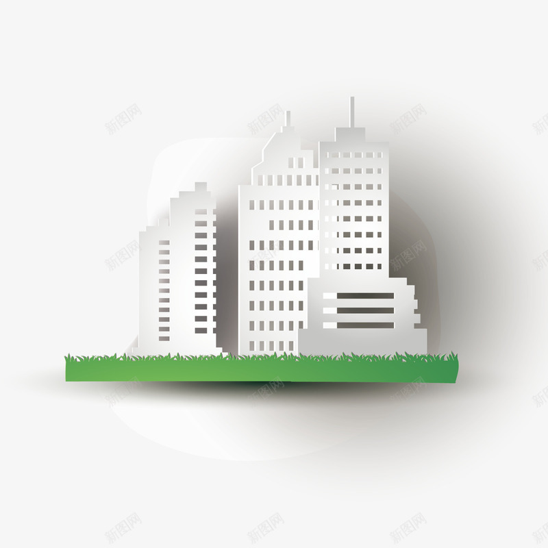 白色剪纸城市卡通矢量图ai免抠素材_88icon https://88icon.com 个性 卡通 城市 建筑 手绘 草地 高楼大厦 矢量图