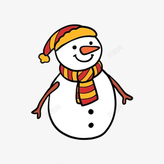 戴着红黄色围巾的雪人png免抠素材_88icon https://88icon.com 创意 卡通 商务 围巾 帽子 彩色 手绘 雪人