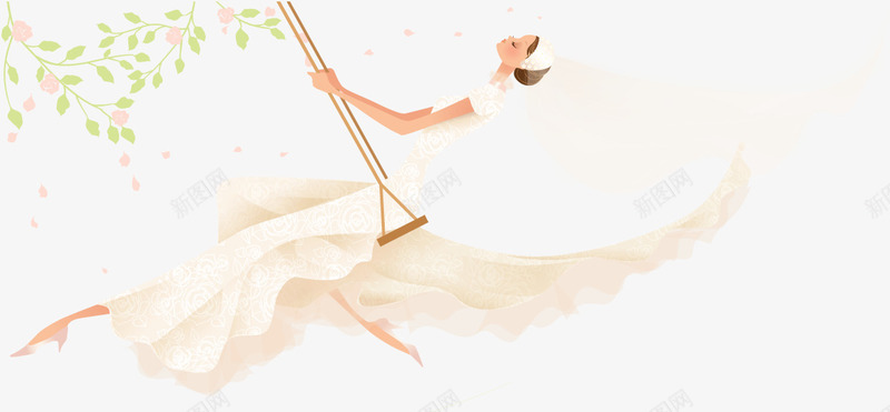荡秋千的新娘png免抠素材_88icon https://88icon.com 婚纱 新娘 白纱 结婚 荡秋千